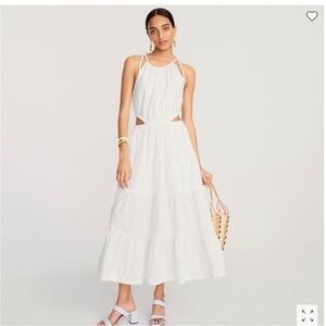 J. Crew Harbor Side Cut-out White Dress MIDI Maxi Large Tall